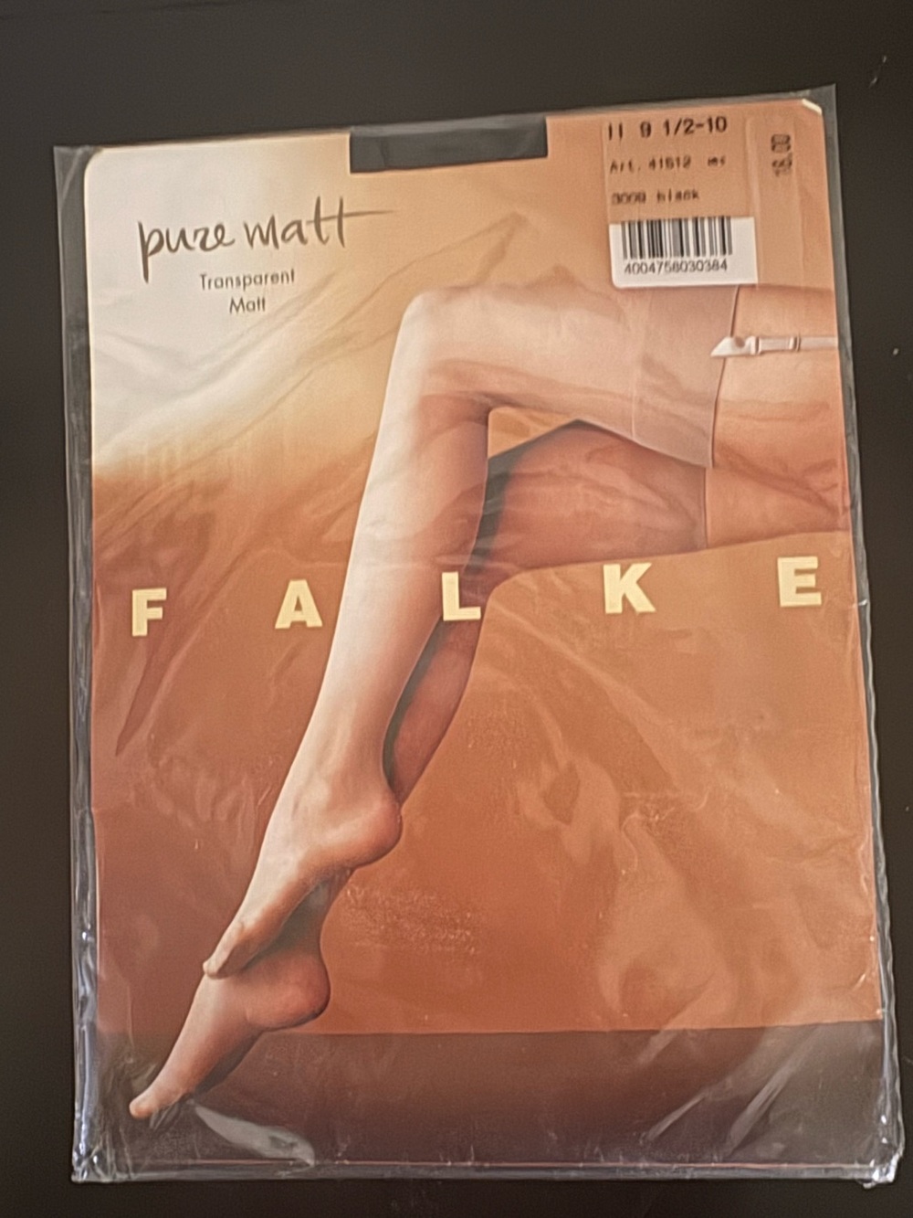 NEW FALKE transparent black matt thigh highs sz 11 or medium.